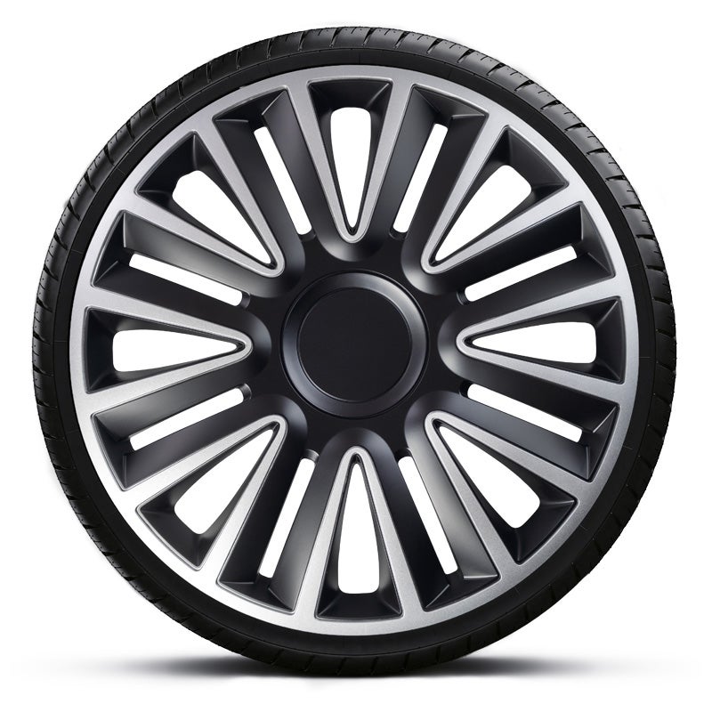 4-Delige Wieldoppenset Quadro 14-inch zilver/zwart