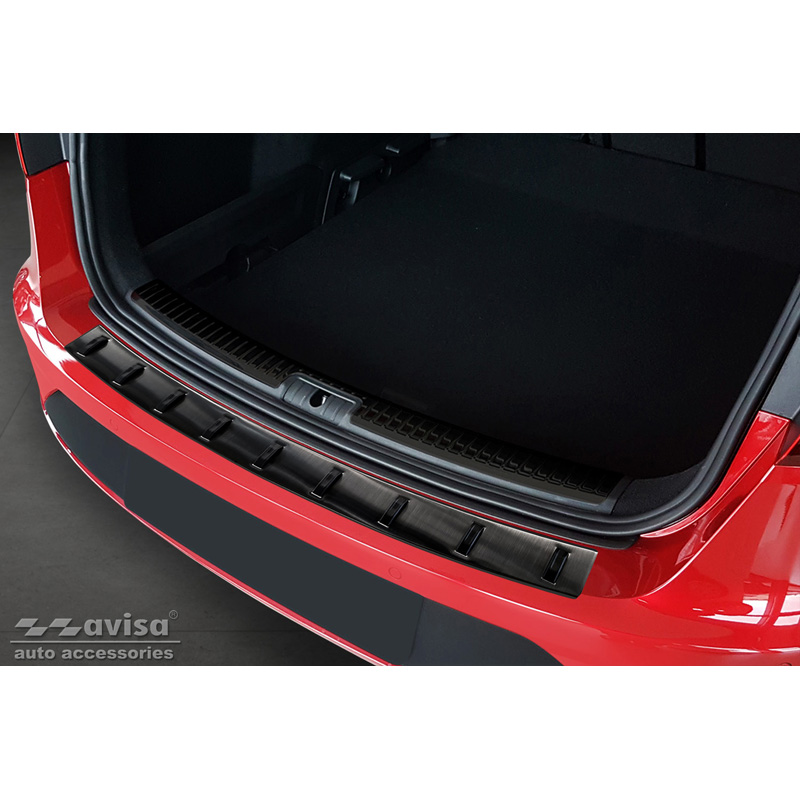 Zwart RVS Achterbumperprotector  Seat Leon ST (5F) 2013-2017 & Facelift 2017-2020 'STRONG EDITION'