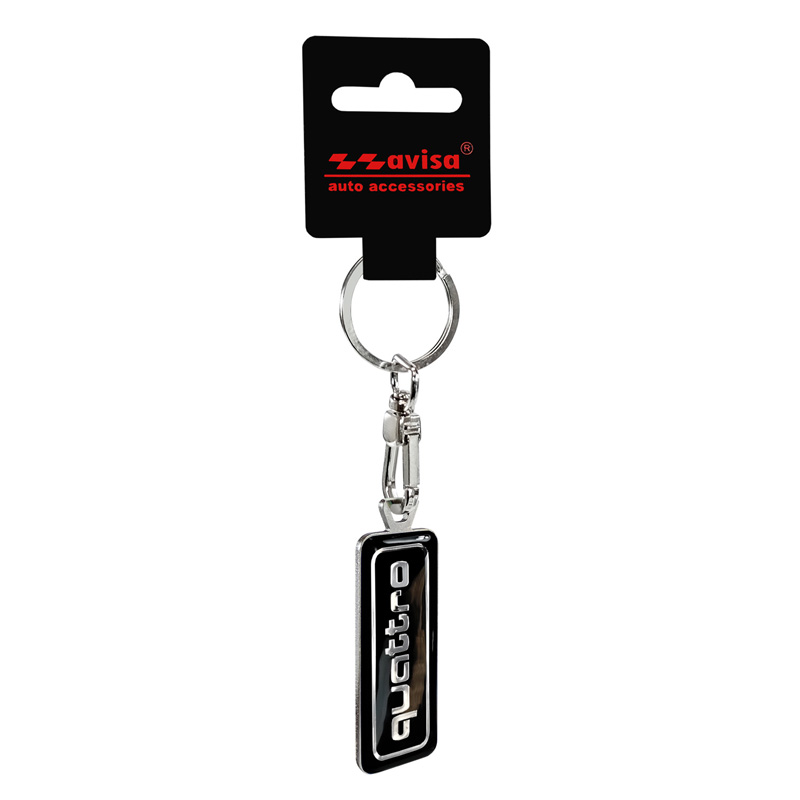 RVS sleutelhanger - 'Quattro' Zwart