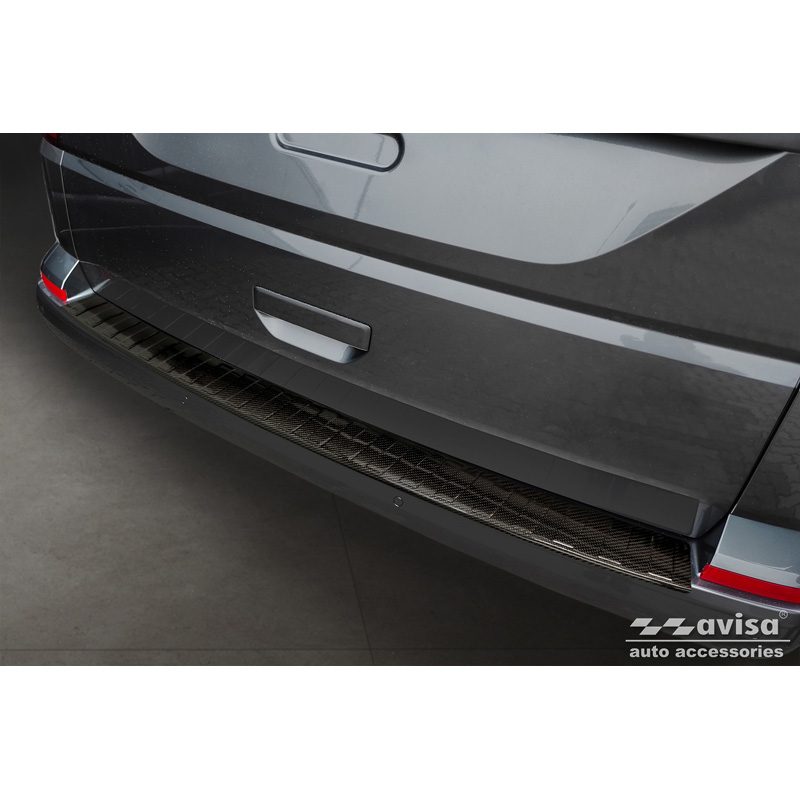 Echt 3D Carbon Achterbumperprotector  Volkswagen Caravelle T6 2015-2019 & Caravelle T6.1 2019- (met achterklep) 'Ribs'