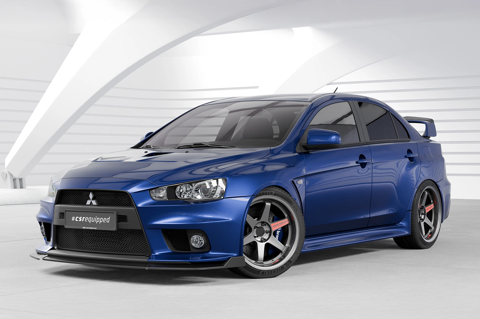 Voorspoiler Mitsubishi Lancer Evolution X glans zwart