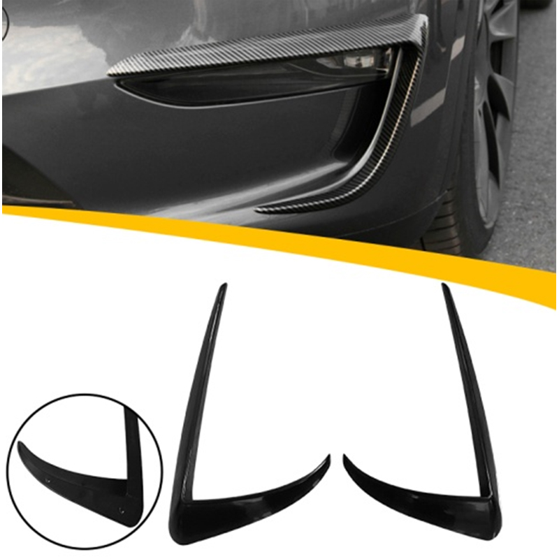 Mistlampafdekkingen/-frames  Tesla Model 3 2017- 'Aero' (Glanzend Zwart ABS)
