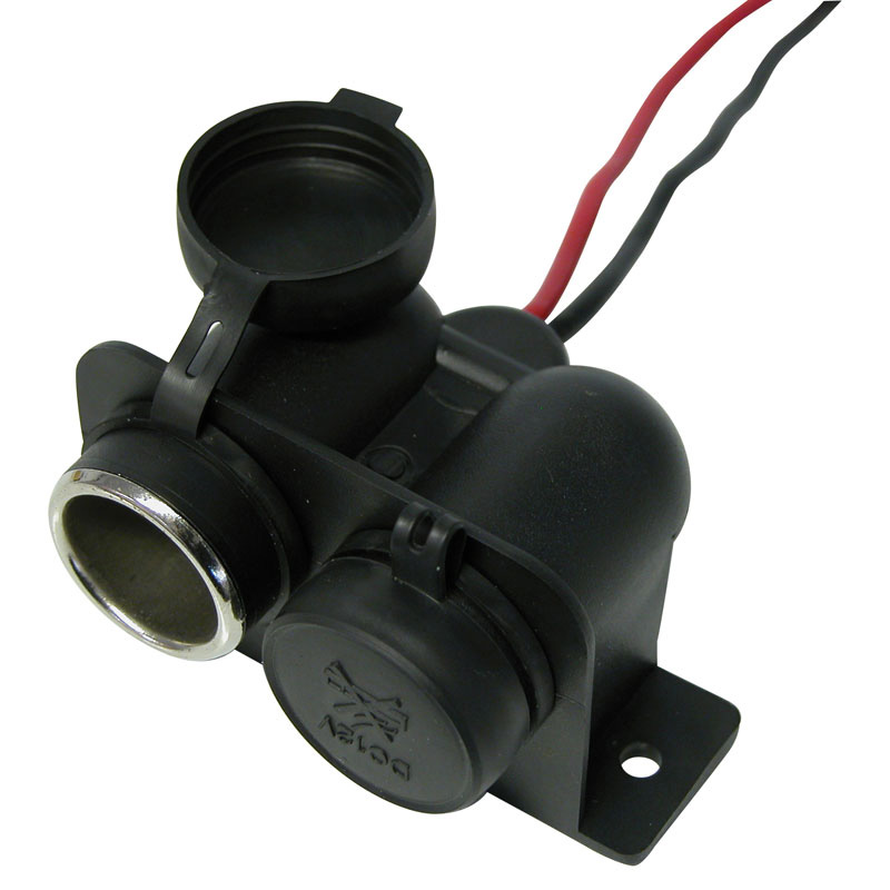Carpoint Dubbele Contactdoos Sigarettenaansteker Opbouw waterdicht 2x12/24V