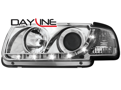 Faros VW Polo 6N Dayline Los ojos del Diablo cromo