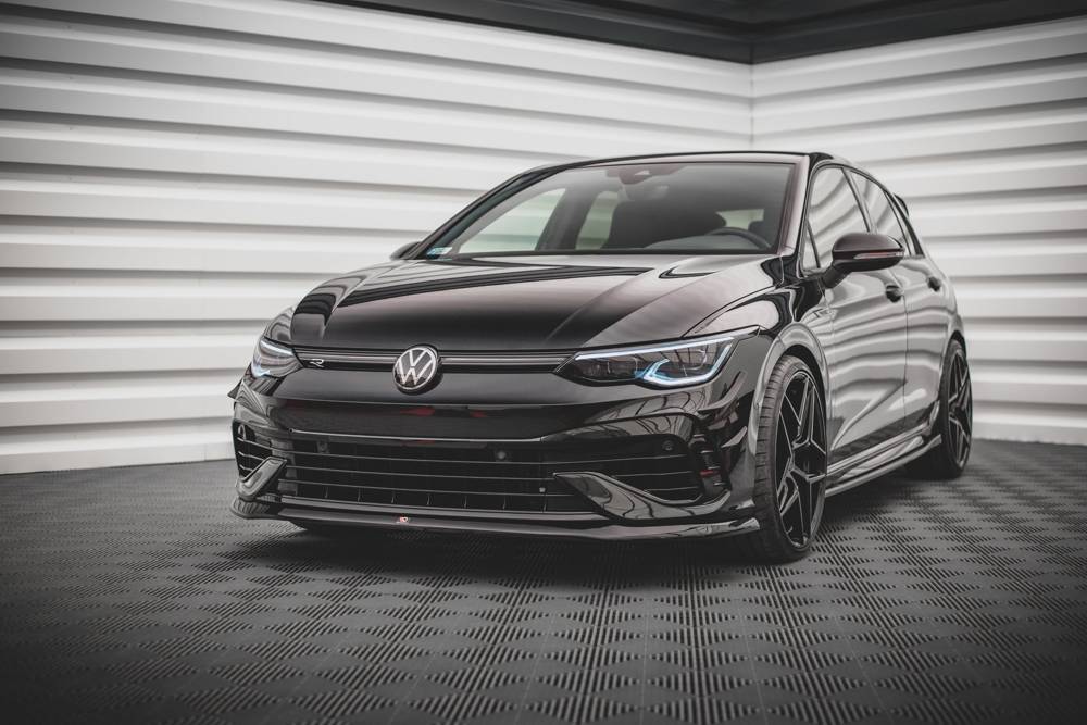 Voorspoiler V.5 Volkswagen Golf 8 R Maxton Glans Zwart