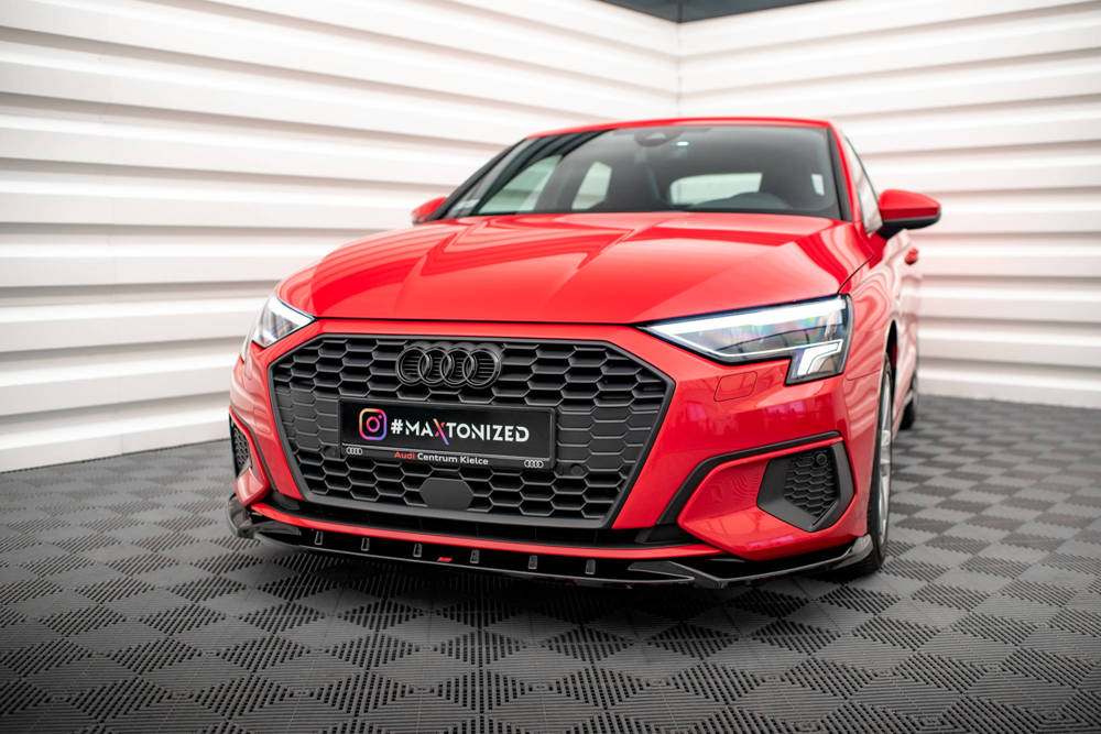 Voorspoiler V.1 Audi A3 8Y Maxton Glans Zwart
