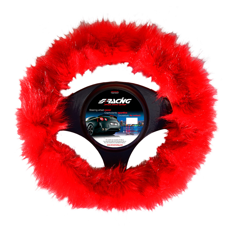 Simoni Racing Stuurwielhoes Fluffy Fur - Rood - 37-39cm