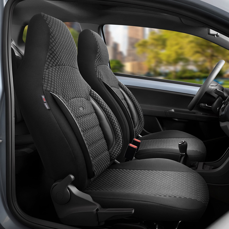 Universele Stoffen 'CityBug' Stoelhoezenset 'Sport Plus' Zwart - 9-delig - geschikt voor Side-Airbags