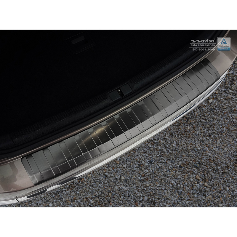 Zwart RVS Achterbumperprotector  Volkswagen Passat 3C Variant 2011-2014 'Ribs'