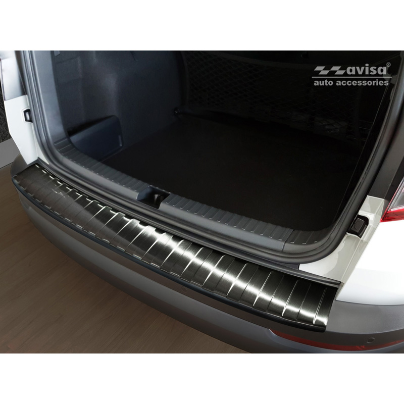 Zwart RVS Achterbumperprotector  Skoda Karoq 2017-2022 'Ribs'