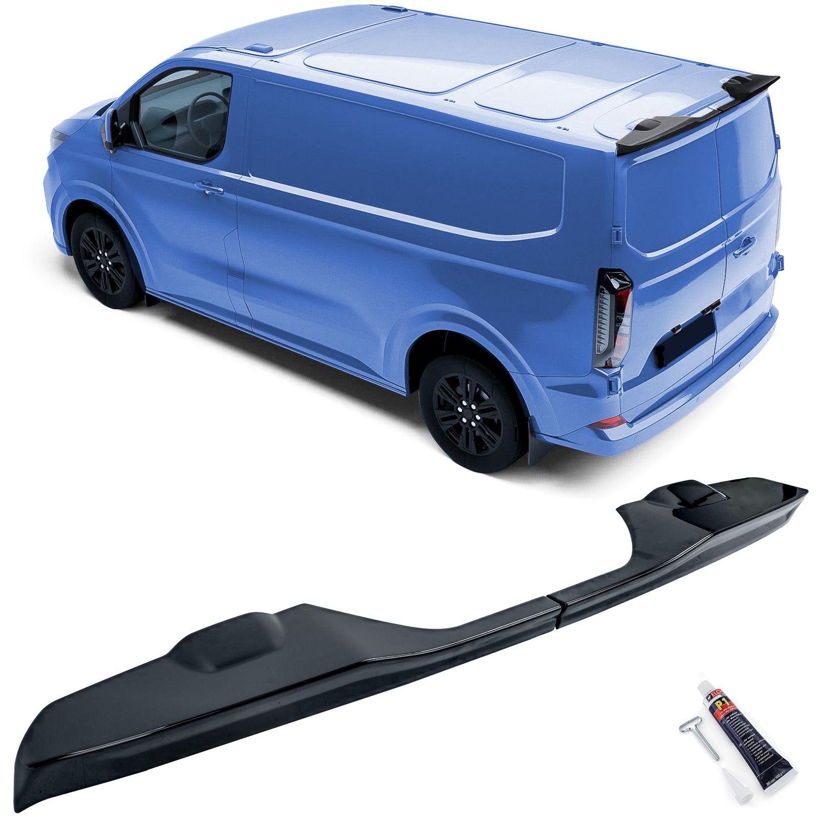 Dakspoiler Ford Tourneo Transit Custom met achterdeuren vanaf 23 zwart