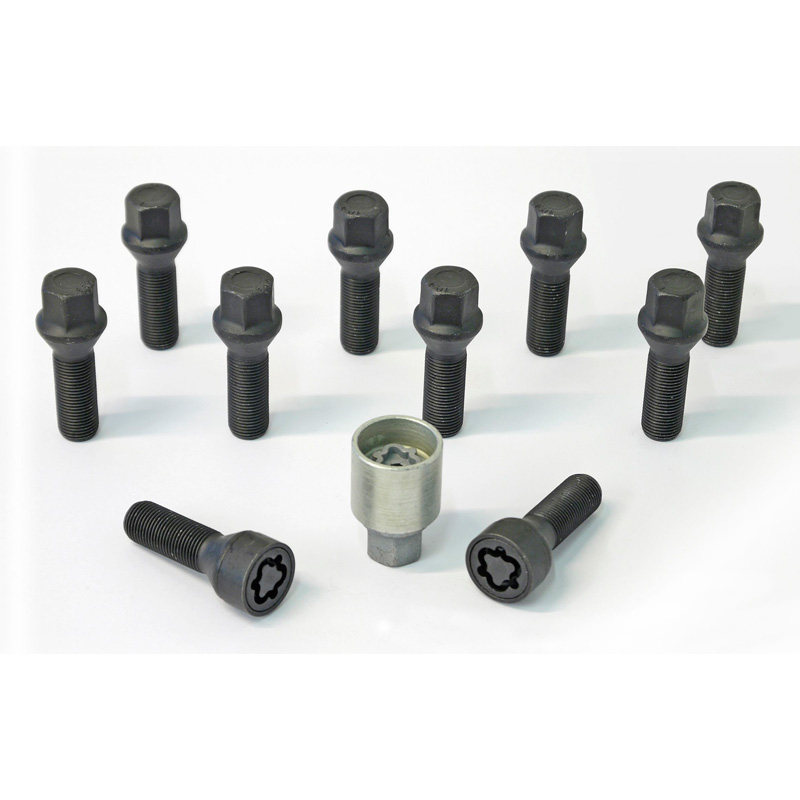 H&R Wielboutenset konisch M14x1.25 - Lengte 50mm - Zwart - 10 stuks - incl. wielsloten