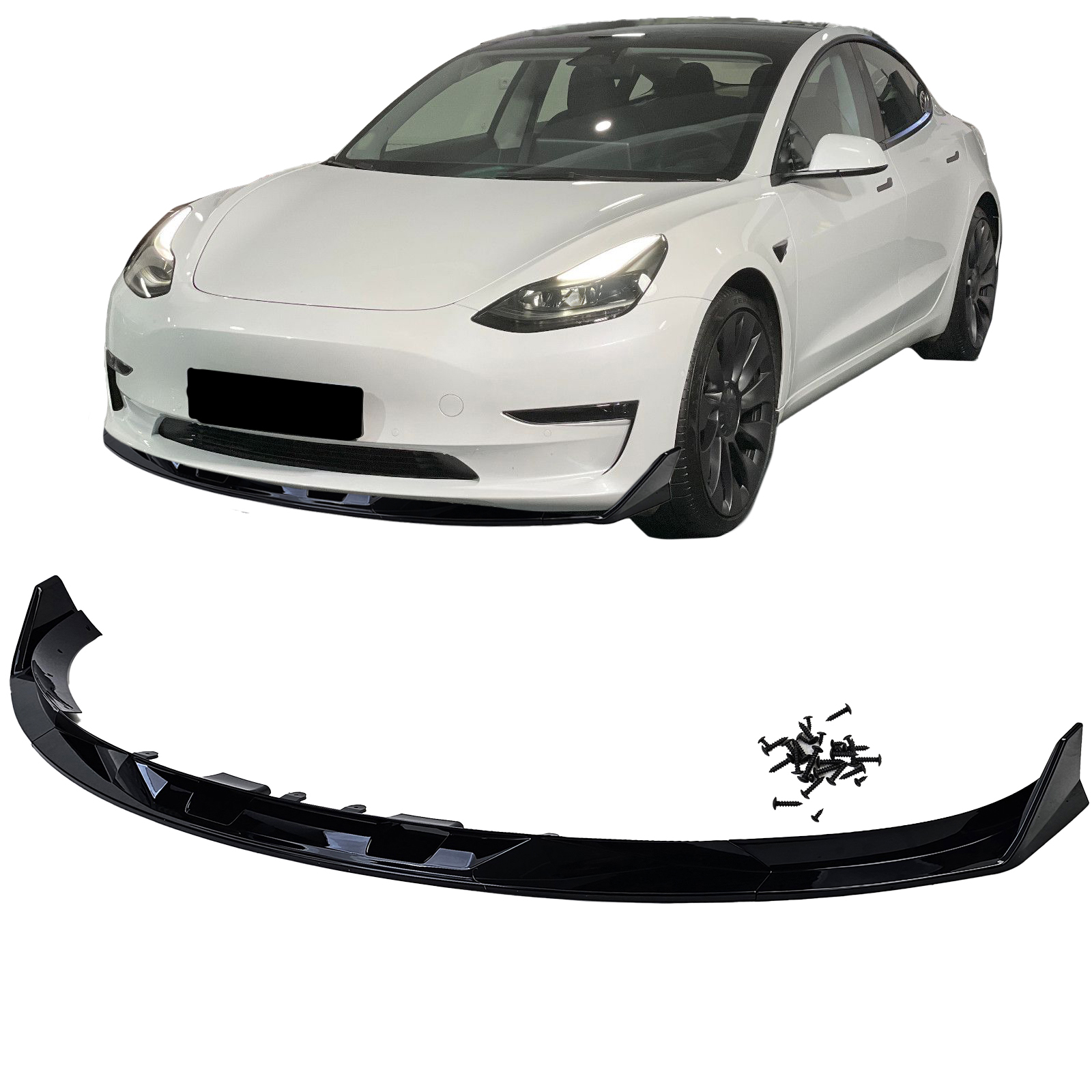 Voorspoiler Glanzend zwart Tesla Model 3 2018-