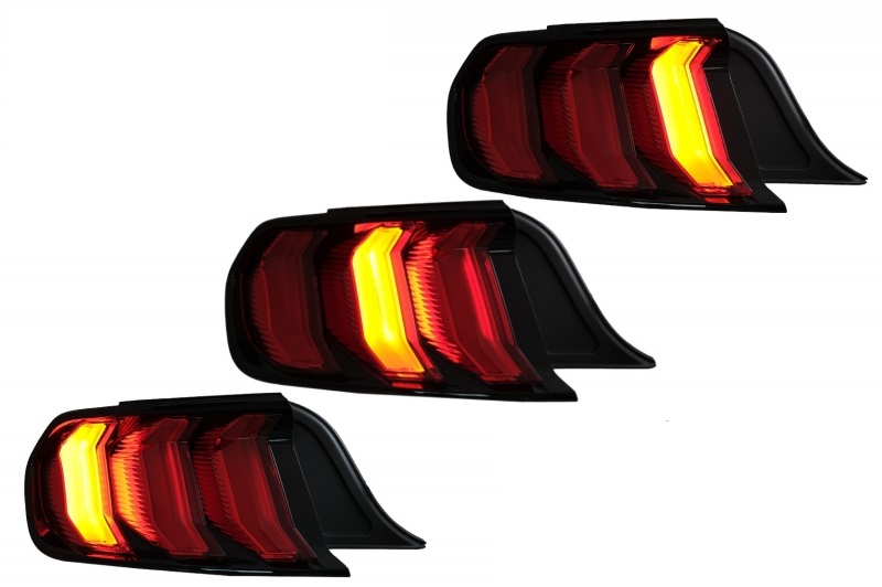 Full LED Taillights suitable for Ford Mustang VI S550 (2015-2019) Black with Dynamic Sequential Turning Lights