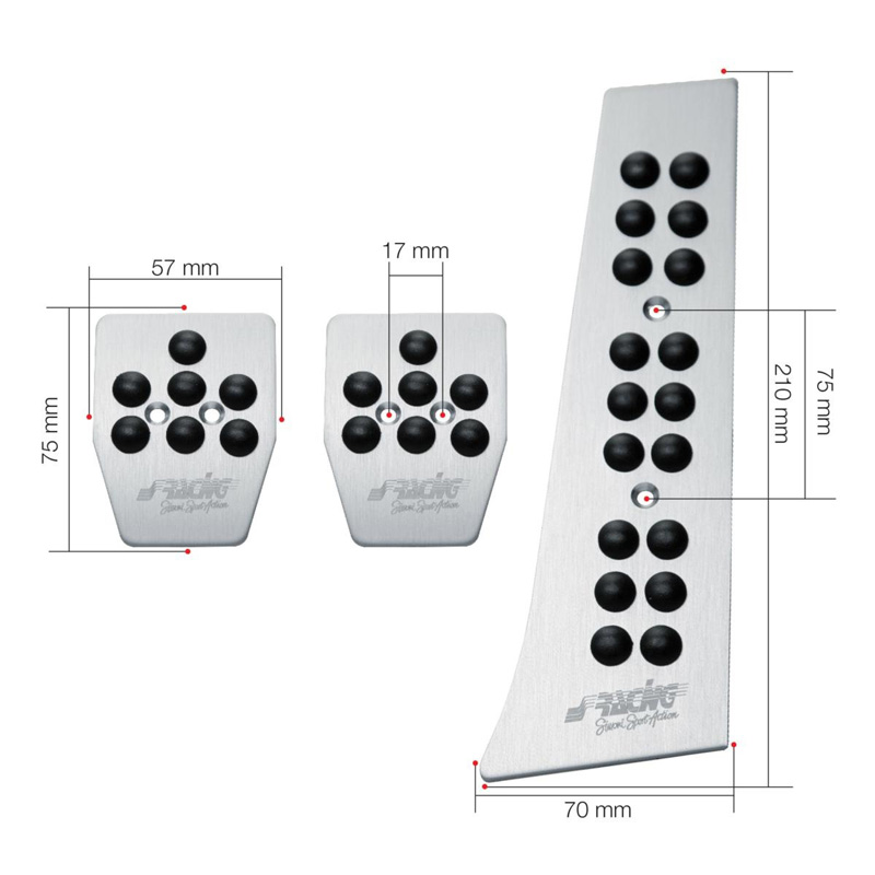 SR Pedaal Set Special Brushed Alu/Zwart Rubber