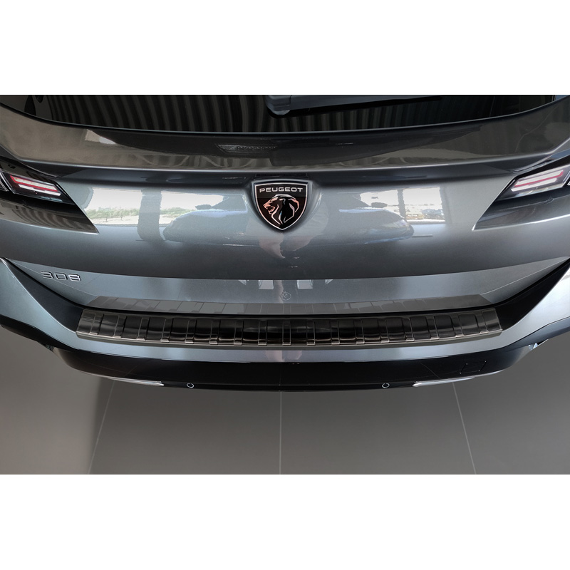 Zwart RVS Achterbumperprotector  Peugeot 308 III SW 2021- 'Ribs'