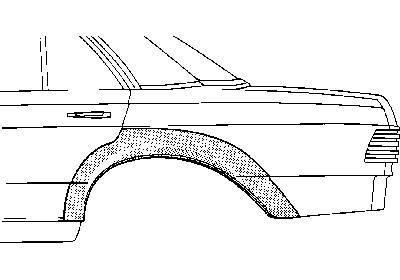 spatbordrand, links Mercedes S klasse, W116, 1972-1980
