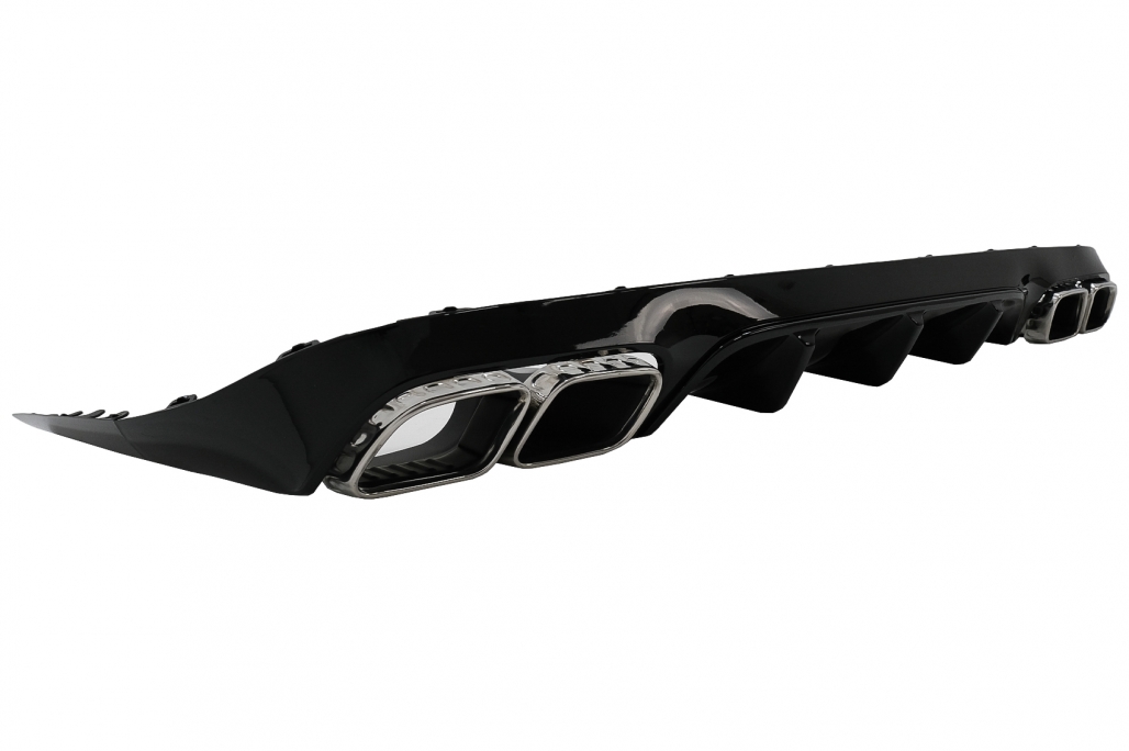 Diffusor E63 Look Mercedes E-Class C238 Coupe Cabrio (2016-..) Piano Black Met Zilveren Sierstukken