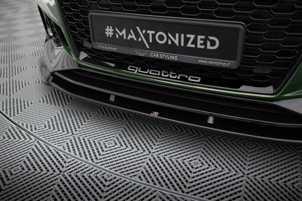 Voorspoiler V.1 Audi RS4 B9 Maxton Glans Zwart