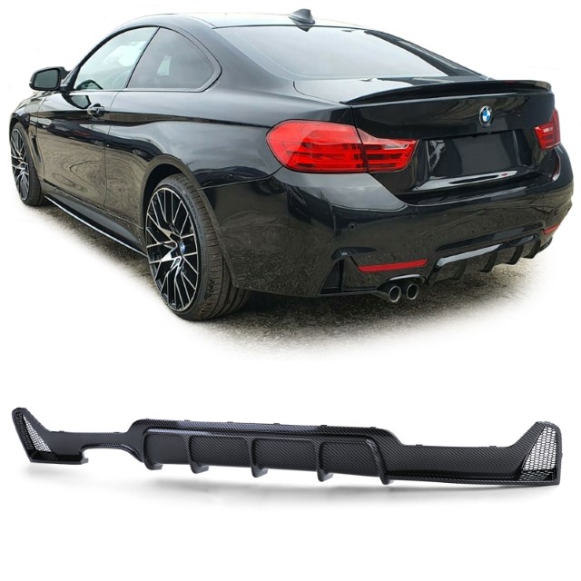 Diffusor BMW 4-serie F32 / F36 2013- Carbon Look M-Pakket Dubbel Links