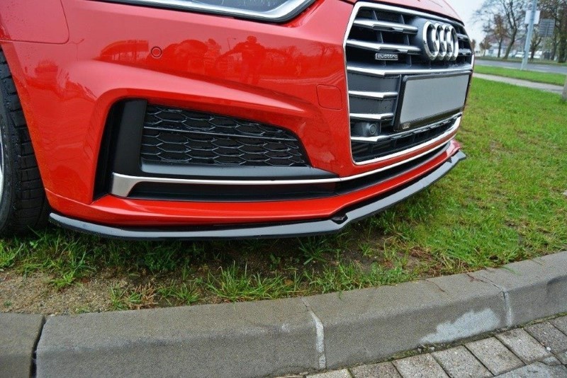 Voorspoiler Audi S5 / A5 S-Line F5 Coupe / Sportback V.2 Glanzend Zwart