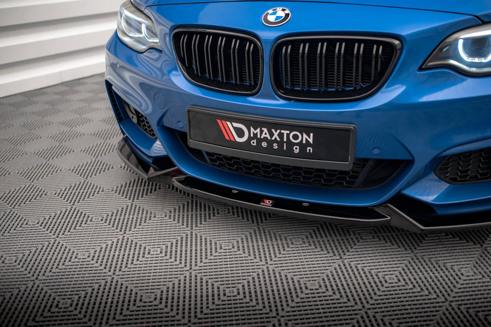 Voorspoiler V.2 BMW 2 Serie M Pakket F22 Maxton Glans Zwart