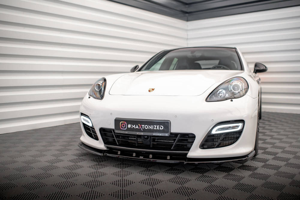 Voorspoiler V.1 Porsche Panamera Turbo 970 Maxton Glans Zwart