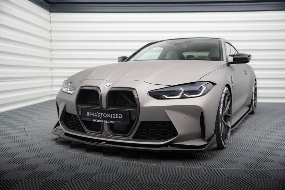Voorspoiler CSL Look BMW M3 G80 / G81 / M4 G82 Maxton Glans Zwart