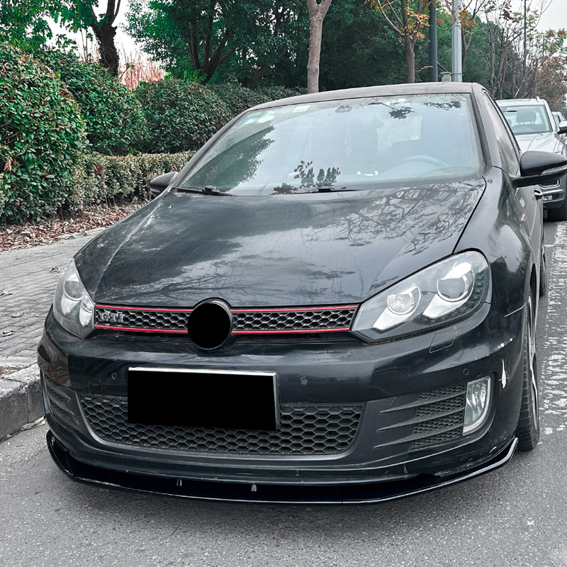 Voorspoilerlip  Volkswagen Golf VI GTi 2008-2012 (Glanzend Zwart ABS)