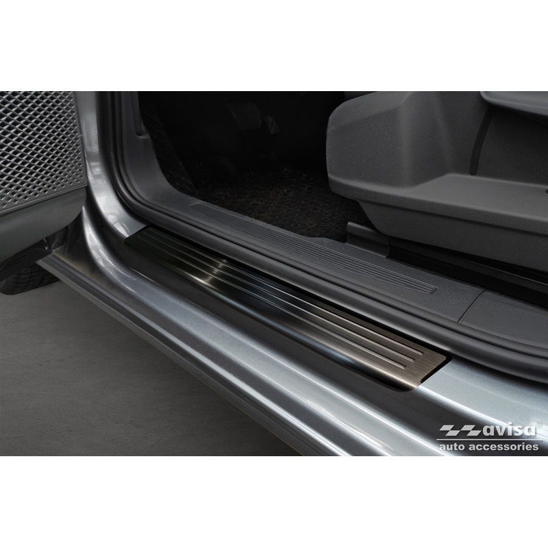 Zwart RVS Instaplijsten  Volkswagen Caddy V 2020- 'Lines' - 2-delig