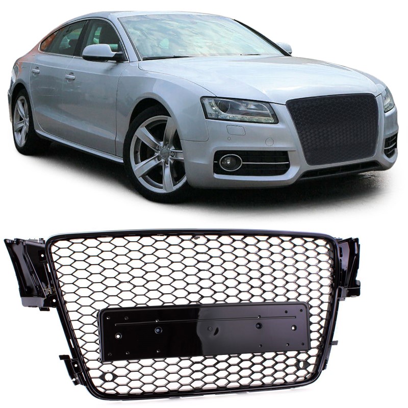 Grille Audi A5 8T (2007-2011) RS Design Piano Black Embleemloos