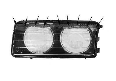 koplampglas, H7+H7, type Hella/ZKW, rechts, 09/1994-BMW 3 serie