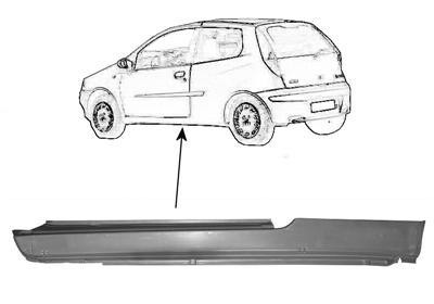 dorpel, 3 drs, rechts Fiat Punto, 1999-2003