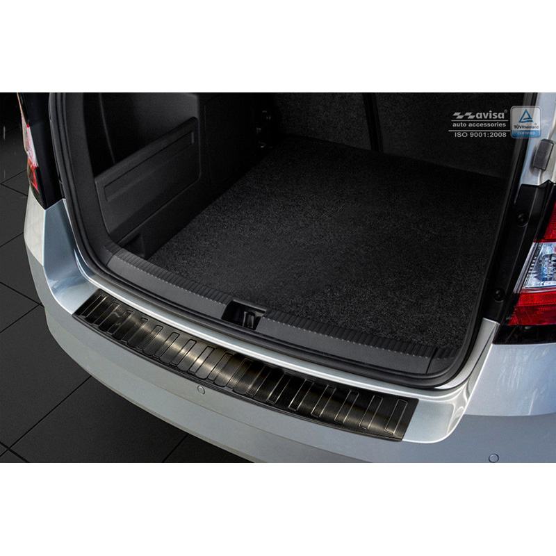 Zwart RVS Achterbumperprotector  Skoda Fabia III Combi 2015- 'Ribs'