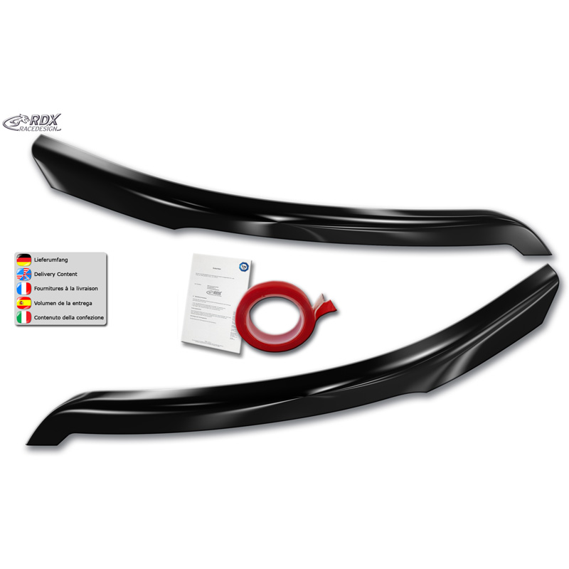 RDX Racedesign Koplampspoilers  Ford Transit (Faros de xenón y halógenos negros) 2014- (ABS Glanzend Zwart)