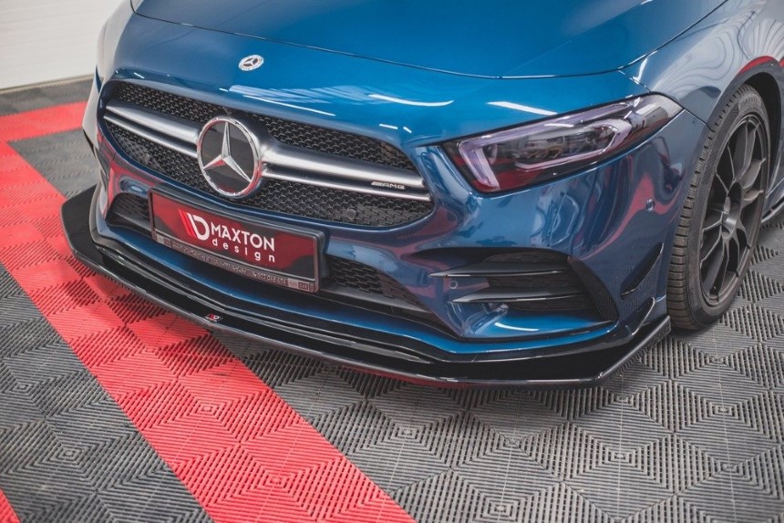Voorspoiler V.3 Mercedes A35 AMG W177 Maxton Design glans zwart