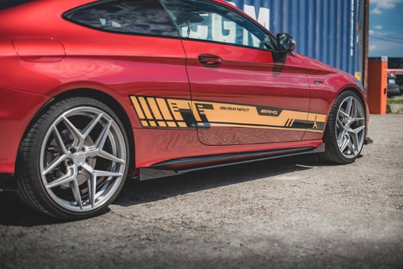 Race zijskirts + rand Mercedes AMG C43 Coupé C205 Maxton Design zwart