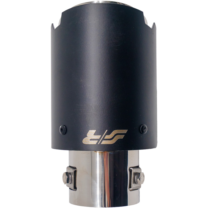 Simoni Racing Uitlaatsierstuk Rond/Schuin Matzwart+RVS - Ø89xL152mm - Montage ->35-62mm