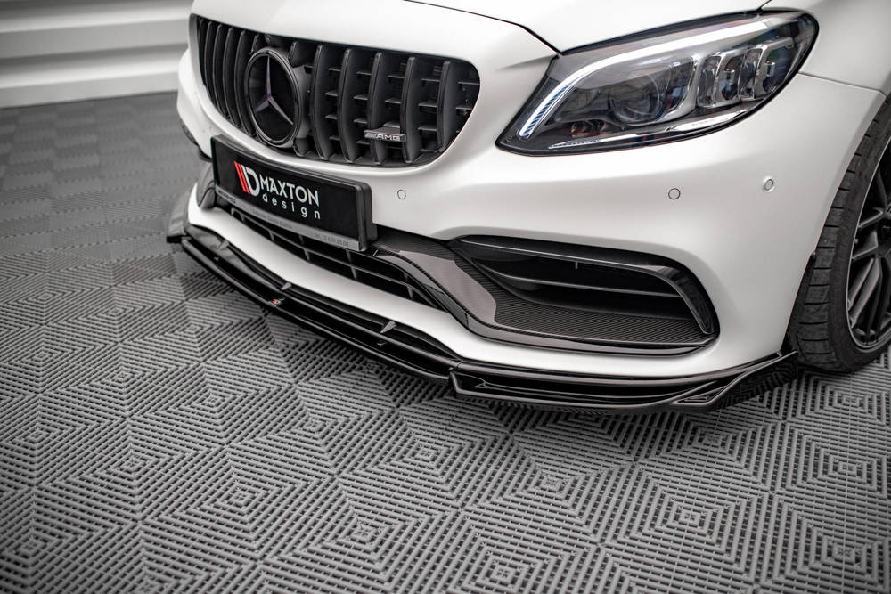 Voorspoiler V.2 Mercedes AMG C63 Coupe W205 FL Maxton Glans Zwart