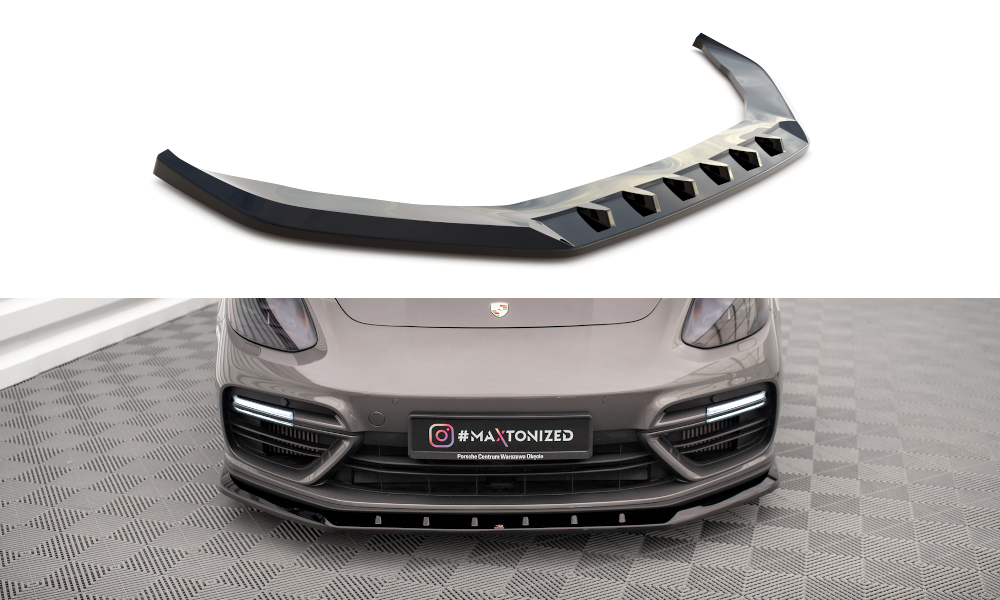 Voorspoiler V.1 Porsche Panamera E-Hybrid 971 Maxton Glans Zwart