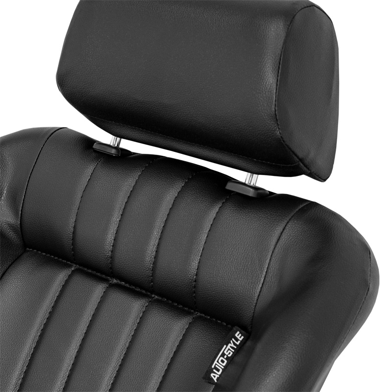 Sportstoel 'Classic' - Zwart Kunstleder - Vaste rugleuning + Hoofdsteun - incl. sledes
