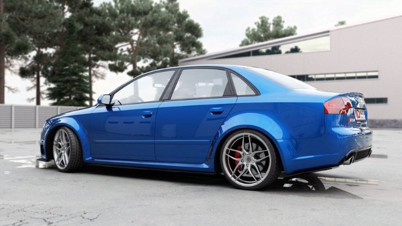 Zijskirts Diffusers Audi RS4 B7 Glanzend Zwart