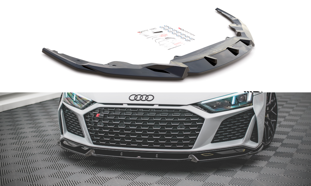 Voorspoiler V.1 Audi R8 Facelift  2018 - 2021 Maxton Glans Zwart