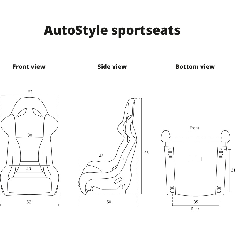 Sportstoel 'BS7' - Zwart - Vaste polyester rugleuning - incl. sledes