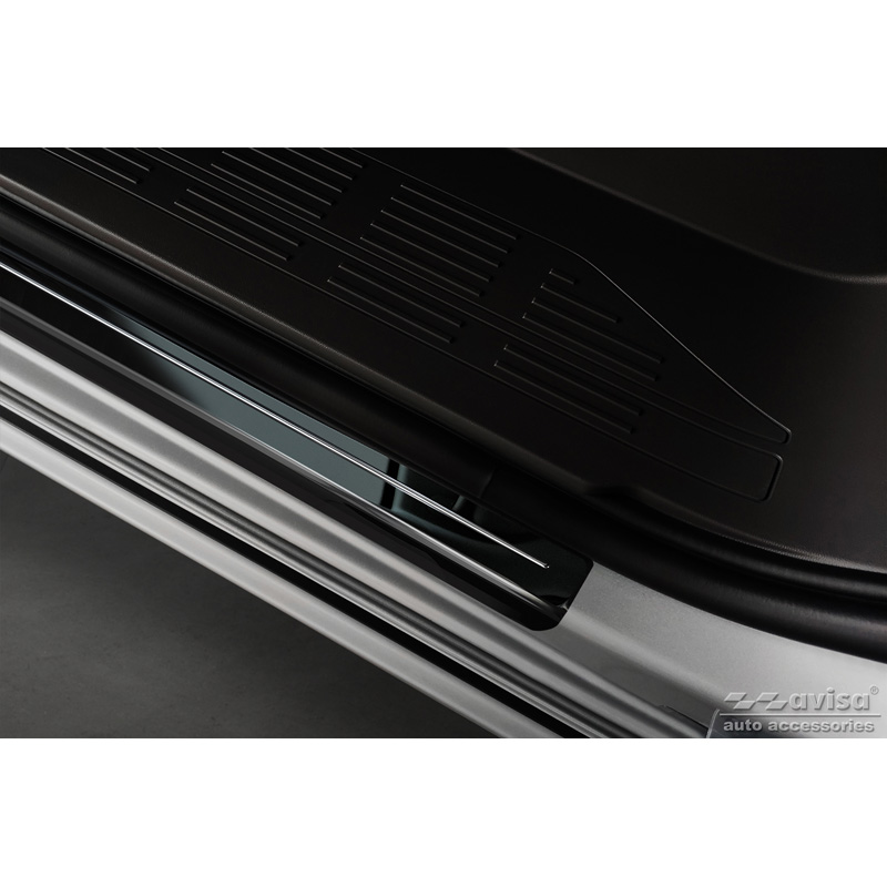 Zwart glanzend RVS Instaplijsten  Volkswagen Multivan T7 2021- 'Hybrid' - 4-delig
