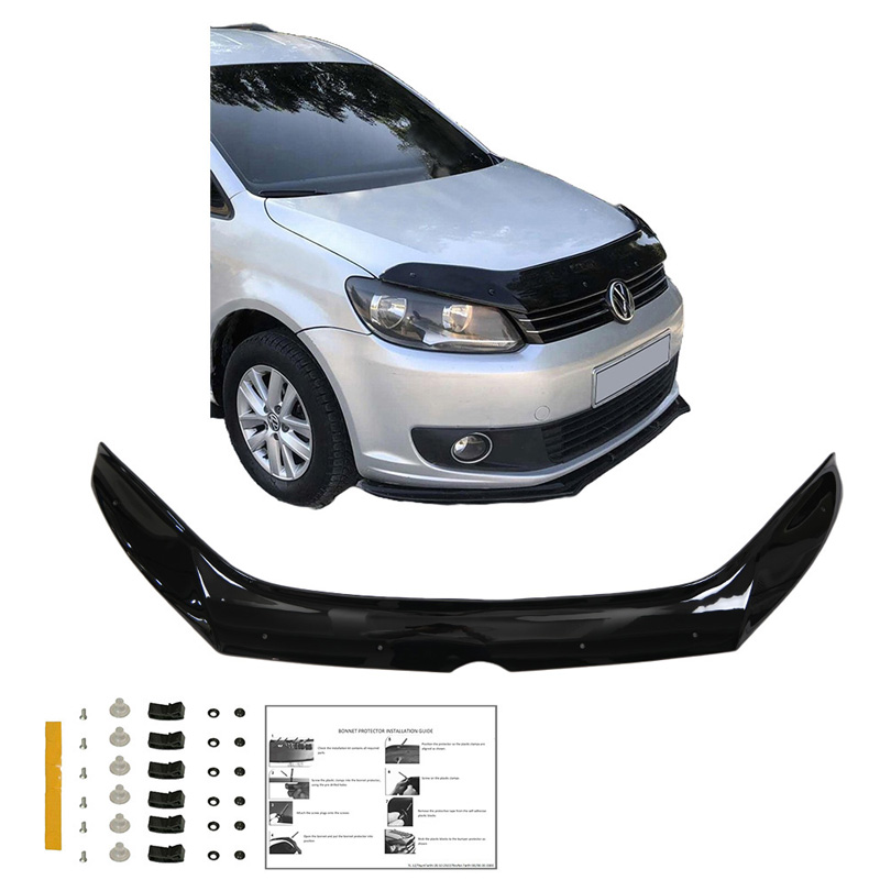 Motorkapbeschermer (steenslagcover)  Volkswagen Caddy MK3 Facelift 2010-2015 - Glanzend zwart