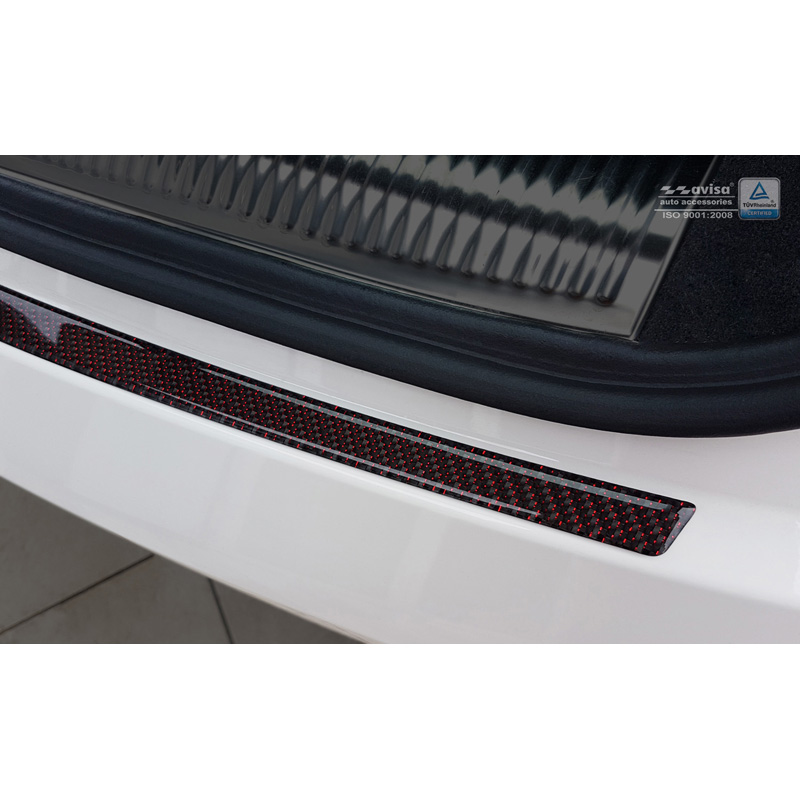 Carbon Achterbumperprotector  Audi Q3 2011-2015 & 2015- Rood-Zwart Carbon
