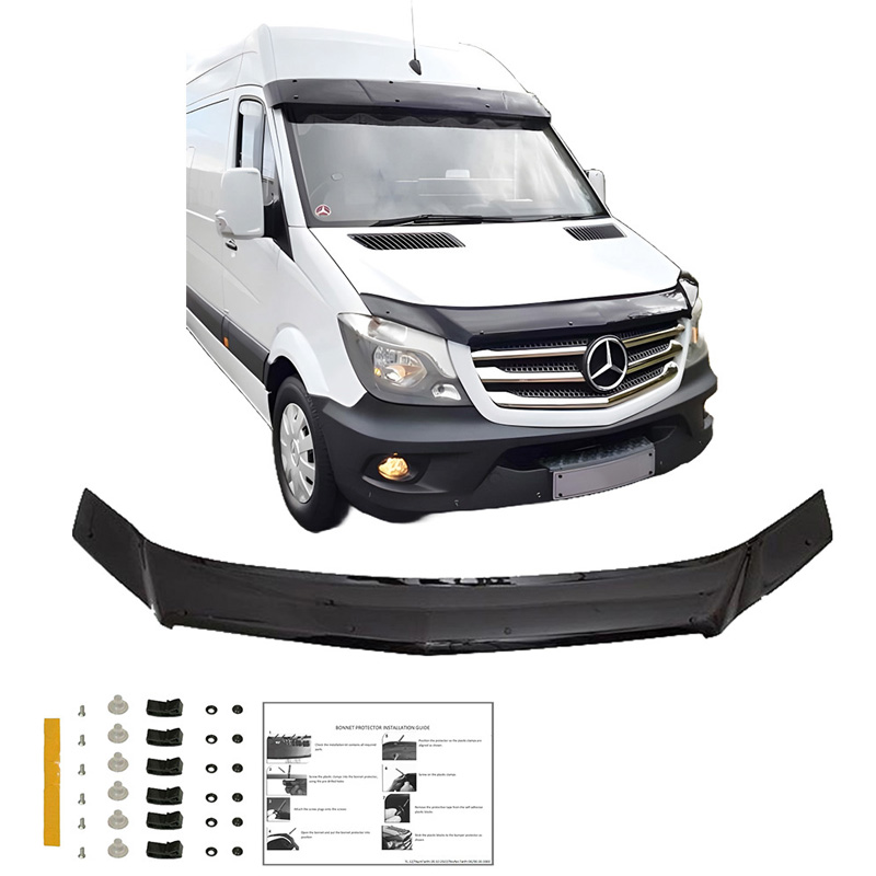 Motorkapbeschermer (steenslagcover)  Mercedes Sprinter W906 Facelift 2014-2018 - Glanzend zwart