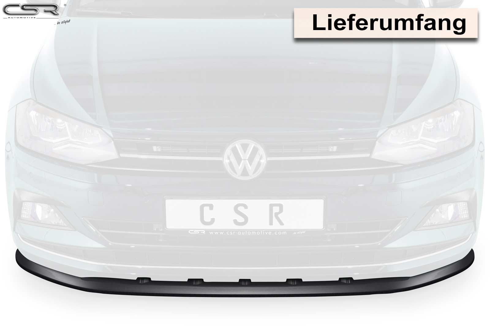 Voorspoiler VW Polo VI 2G (Typ AW) Glans Zwart – 09/2017–03/2021