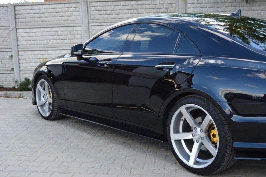 Zijskirts Mercedes CLS W218 AMG-Line Maxton Design glans zwart